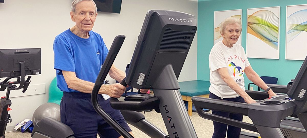 Residents of Fox Run enjoy their exercise routines, enhanced by new fitness equipment in the community's two centers.
