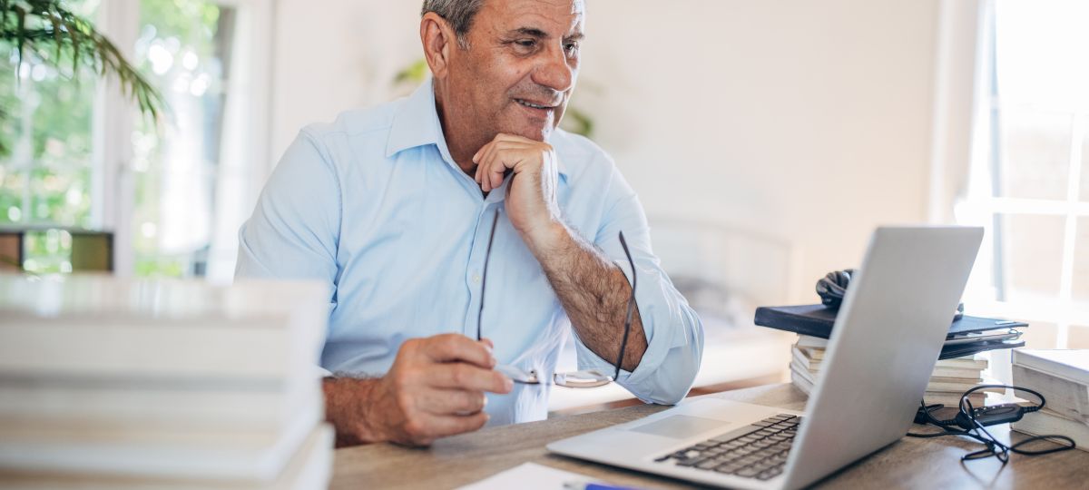man using laptop