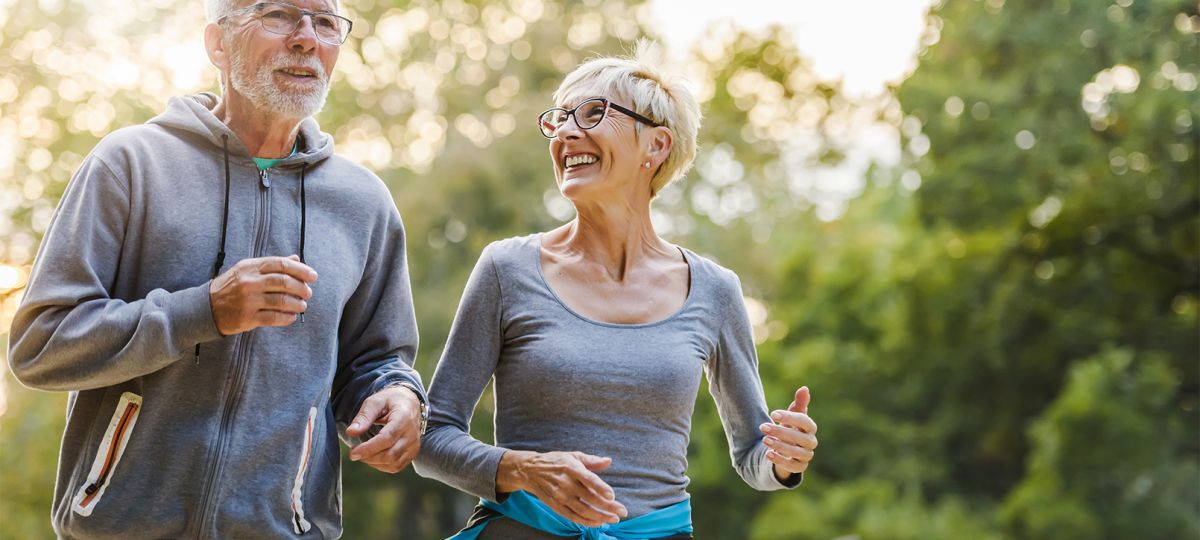 a couple jogging outside together