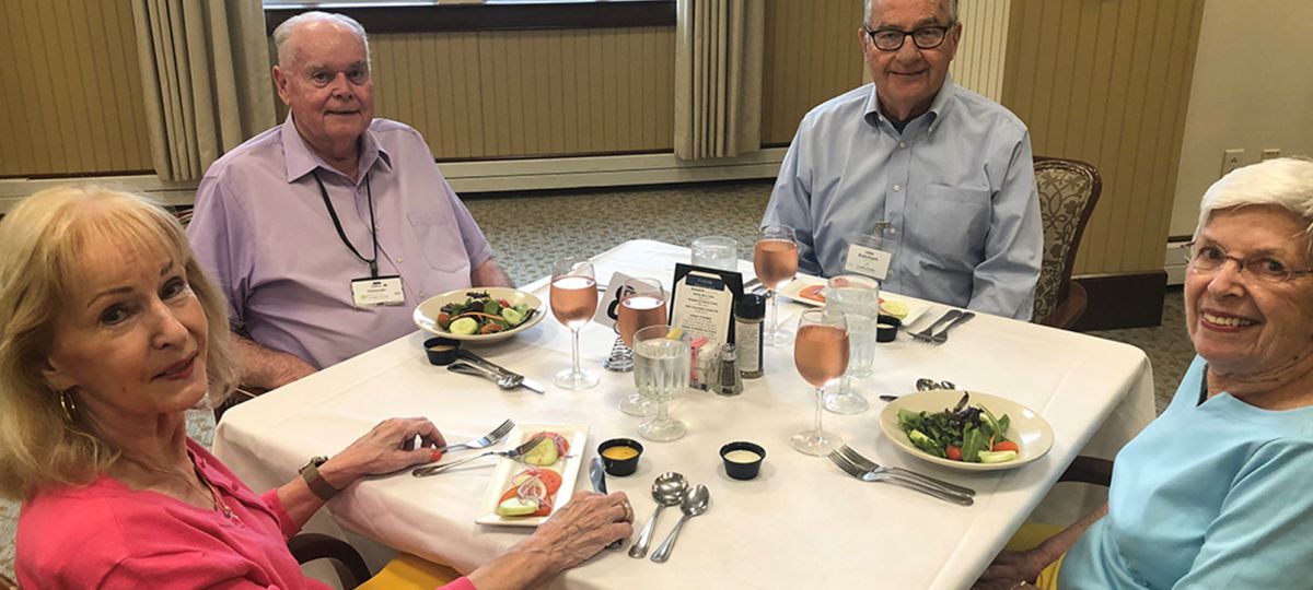 friends eating dinner