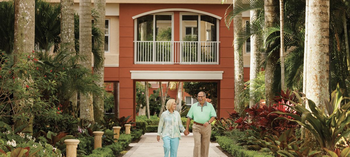 couple walking on the property