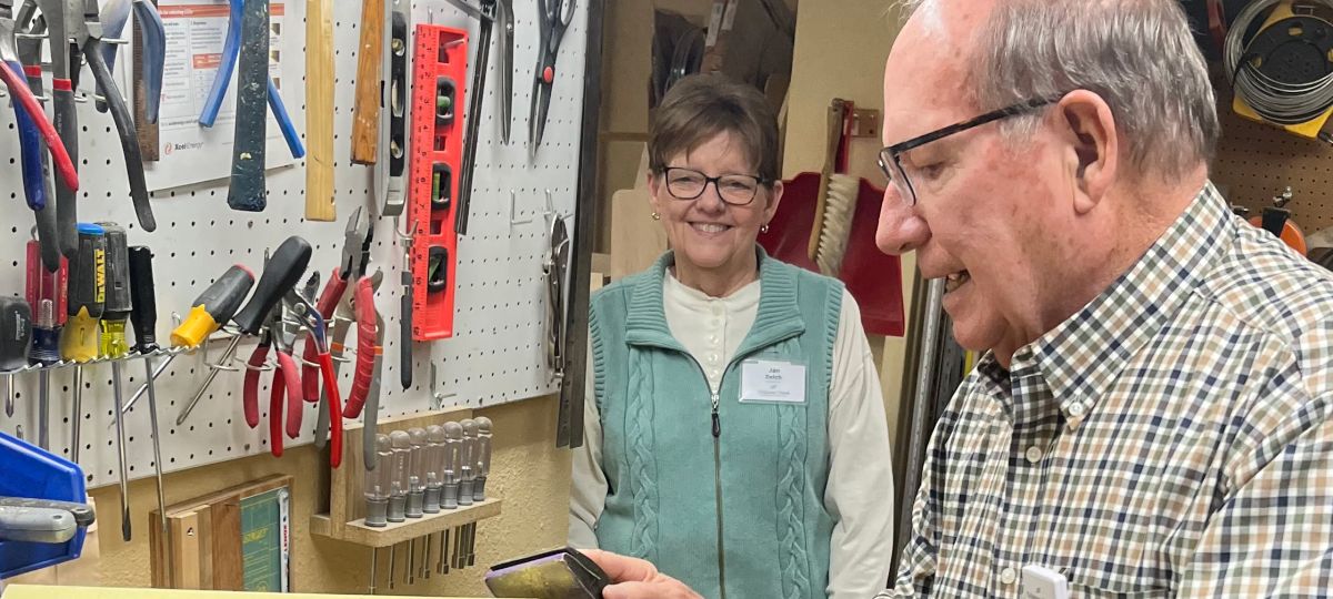 Couple in woodshop