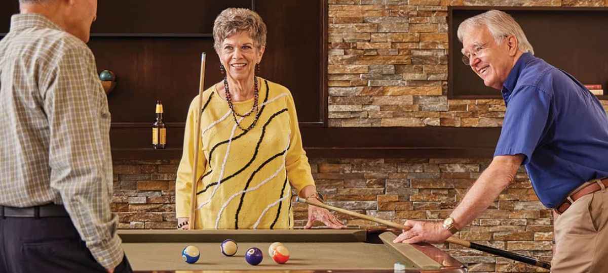 Residents playing pool