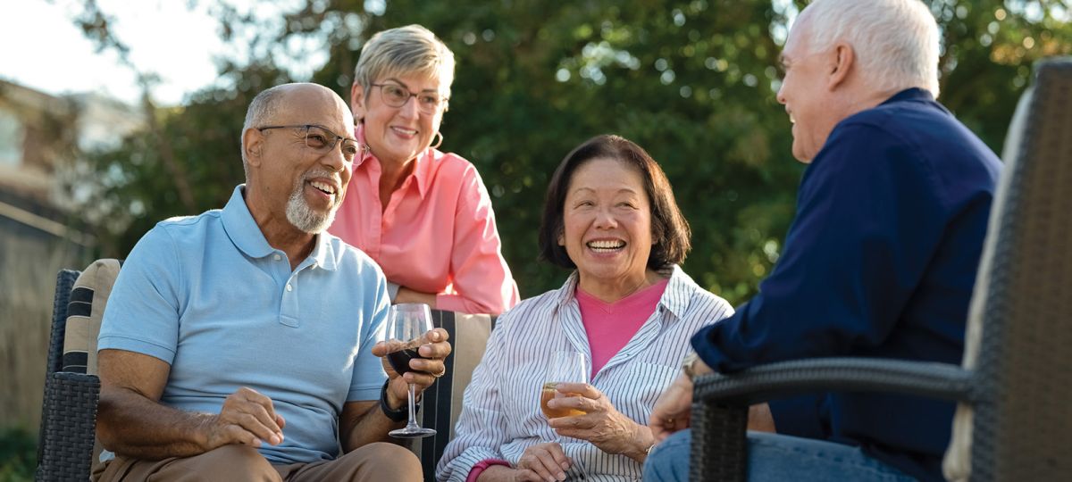 Residents enjoying an outdoor patio