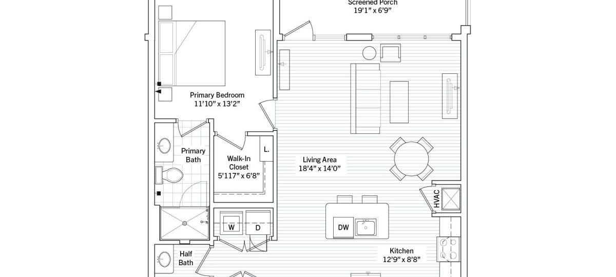 Oxford Hills - One Bedroom Residence Floorplan