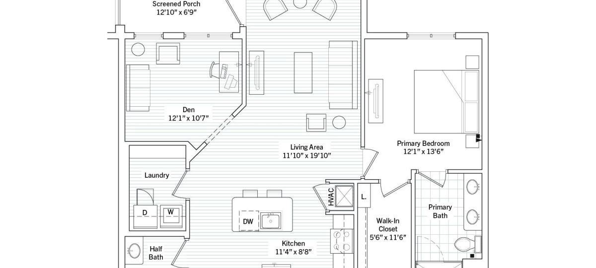 Oxford Hills - One Bedroom With Den - Floorplan
