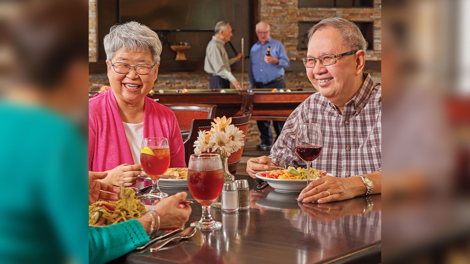 Residents enjoying a dining room