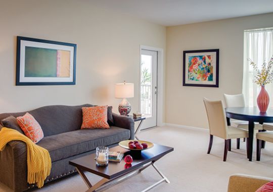 Living room in the Pendleton apartment home.
