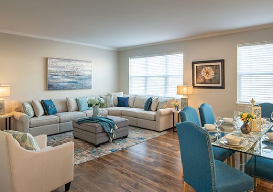 Living room in the Villanova apartment home.