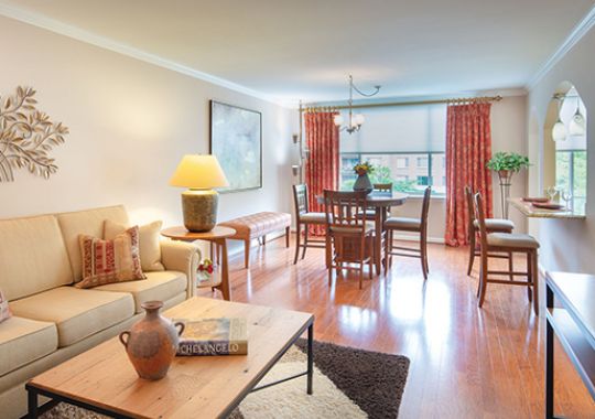 Living room in the Lancaster apartment home.