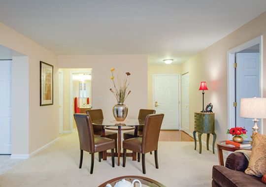 Open floor plan living room and dining area.