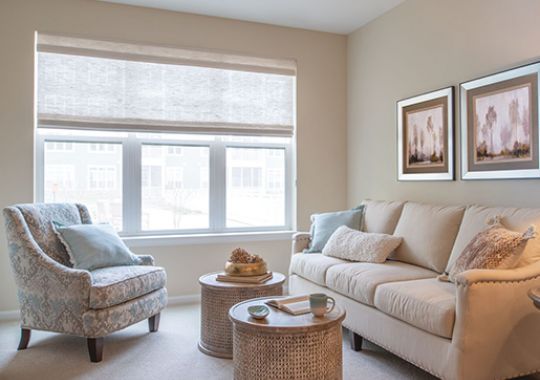 Living room in the Chadwick apartment home.