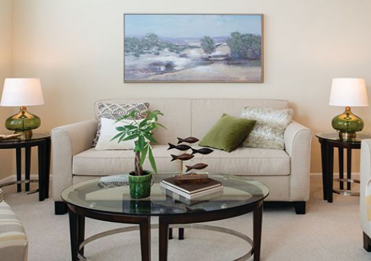 Living room in the Somerton apartment home.