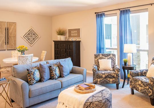 Living room in the Peyton apartment home.