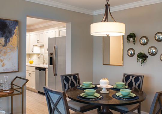 Spacious dining area in a Fairmont apartment.