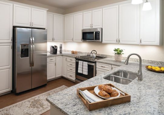 Interior shot of a bright kitchen in an Erickson one-bedroom apartment.