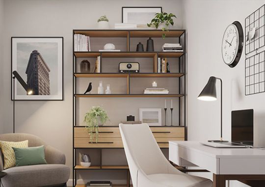 Cozy den office in an Erickson two-bedroom apartment.