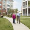 Couple enjoys a walk on the Windsor Run campus.