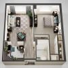 3D floor plan of the Brighton apartment at Seabrook Senior Living in Tinton Falls, NJ.