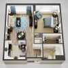 3D floor plan of the Brighton apartment at Cedar Crest Senior Living in Pompton Plains, NJ