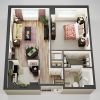 3D floor plan of the Brighton apartment at Charlestown Senior Living in Catonsville, MD