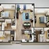 3D floor plan of the Douglas apartment at Lantern Hill Senior Living in New Providence, NJ.