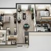 3D floor plan of the Fairmontt apartment at Linden Ponds Senior Living in Hingham, MA.
