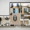 3D floor plan of the Fremont apartment at Seabrook Senior Living in Tinton Falls, NJ.