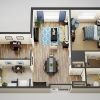 3D floor plan of the Georgetown apartment at Oak Crest Senior Living in Parkville, MD.