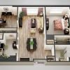 3D floor plan of the Gilbert apartment at Brooksby Village Senior Living in Peabody, MA