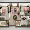 3D floor plan of the Hastings apartment at Seabrook Senior Living in Tinton Falls, NJ.