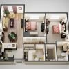 3D floor plan of the Pendleton apartment at Tallgrass Creek Senior Living in Overland Park, KS.