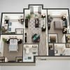 3D floor plan of the Plymouth apartment at Tallgrass Creek Senior Living in Overland Park, KS.