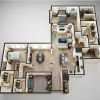 3D floor plan of the Zachary apartment at Eagle's Trace Senior Living in Houston, TX