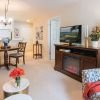 Open floor plan living room with kitchen.