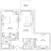 2D floor plan for the Gibson apartment at Fox Run Senior Living in Novi, MI