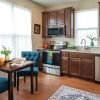 Bright, open kitchen with breakfast table.