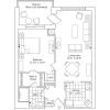 2D floor plan for the Dover apartment at Brooksby Village Senior Living in Peabody, MA