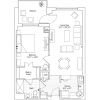 2D floor plan of the Dover apartment at Seabrook Senior Living in Tinton Falls, NJ.