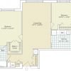 2D floor plan for the Fairmont apartment at Linden Ponds Senior Living in Hingham, MA.