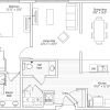 2D floor plan of the Faulkner apartment at Windsor Run Senior Living in Matthews, NC.