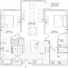 2D floor plan of the Hawthorne apartment at Windsor Run Senior Living in Matthews, NC.