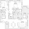 2D floor plan of the Lancaster apartment at Seabrook Senior Living in Tinton Falls, NJ.