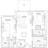 2D floor plan for the Oxford apartment at Cedar Crest Senior Living in Pompton Plains, NJ