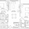 2D floor plan for the Oxford apartment at Linden Ponds Senior Living in Hingham, MA.