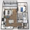 3d floorplan of the Cranford apartment at Woodleigh Chase Senior Living in Fairfax, VA.