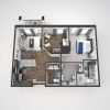 3d floorplan of the one bedroom with den apartment at The Grandview Senior Living in Bethesda, MD.